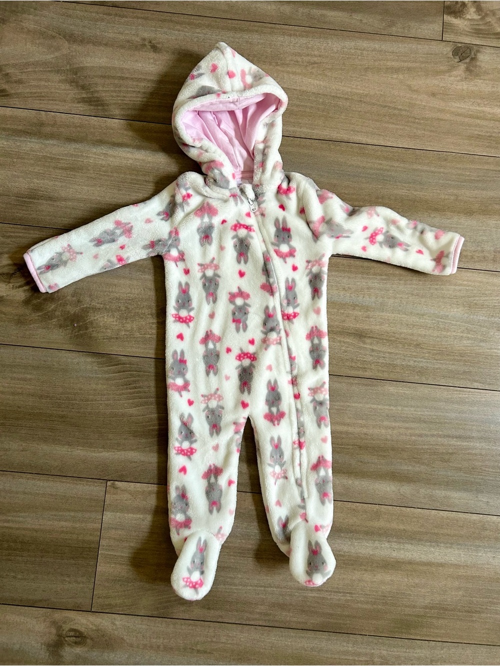 Little Beginnings Plush Hooded Baby Romper 🩷🐰